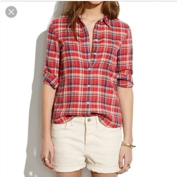 Madewell Boyfriend Plaid Button Down Shirt Size XS - Picture 1 of 7
